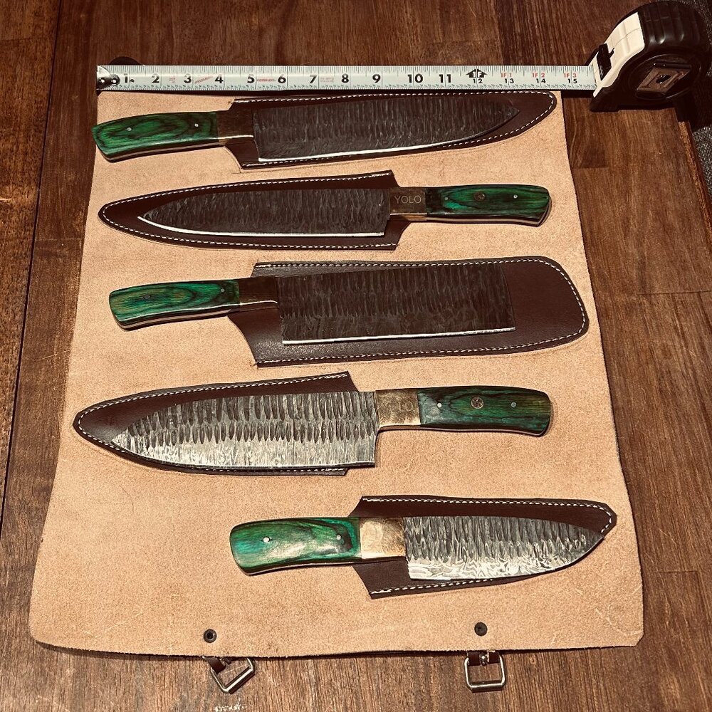 Handmade chef Set of 5 PCS with leather case.